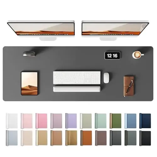 YSAGi Leather Desk Pad Protector, Office Desk Mat, Large Mouse Pad, Non-Slip PU Leather Desk Blotter, Laptop Desk Pad, Waterproof Desk Writing Pad for Office and Home (Dark Grey, 47