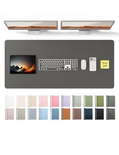 YSAGi Leather Desk Pad Protector, Office Desk Mat, Large Mouse Pad, Non-Slip PU Leather Desk Blotter, Laptop Desk Pad, Waterproof Desk Writing Pad for Office and Home (Dark Grey, 47