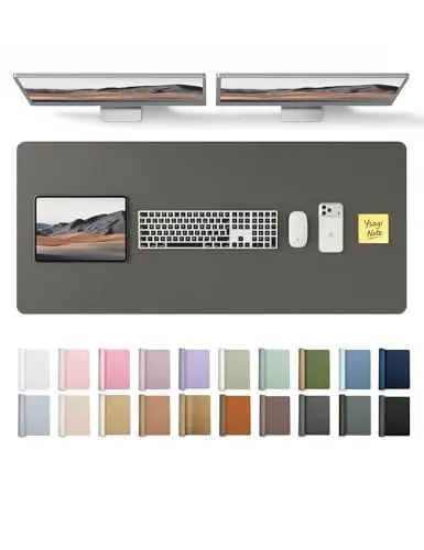 YSAGi Leather Desk Pad Protector, Office Desk Mat, Large Mouse Pad, Non-Slip PU Leather Desk Blotter, Laptop Desk Pad, Waterproof Desk Writing Pad for Office and Home (Dark Grey, 47