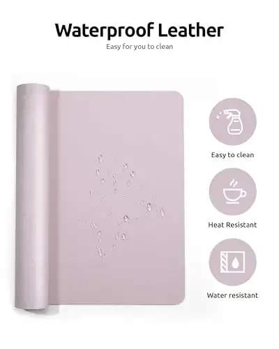 YSAGi Leather Desk Protector, Office Mat, Large Mouse Mat, Non-Slip PU Leather Blotter, Laptop Desk Mat, Waterproof Writing Pad for Office and Home (Grayish Lavender, 31.5