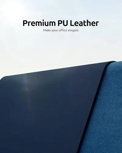 YSAGi Leather Desk Protector, Office Mat, Large Mouse Mat, Non-Slip PU Leather Blotter, Laptop Desk Mat, Waterproof Writing Pad for Office and Home (Dark Blue, 23.6