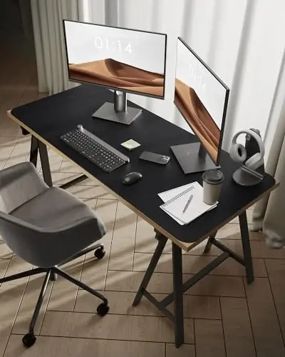 YSAGi Leather Desk Protector, Office Mat, Large Mouse Mat, Non-Slip PU Leather Blotter, Laptop Desk Pad, Waterproof Writing Pad for Office and Home (Black, 47.2