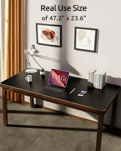 YSAGi Leather Desk Protector, Office Mat, Large Mouse Mat, Non-Slip PU Leather Blotter, Laptop Desk Pad, Waterproof Writing Pad for Office and Home (Black, 47.2