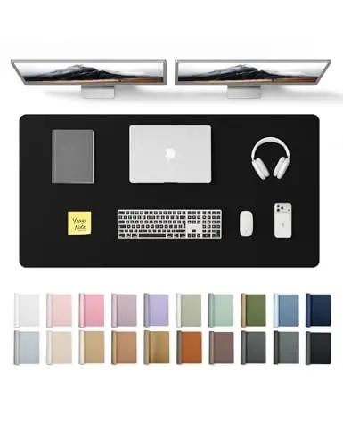 YSAGi Leather Desk Protector, Office Mat, Large Mouse Mat, Non-Slip PU Leather Blotter, Laptop Desk Pad, Waterproof Writing Pad for Office and Home (Black, 47.2