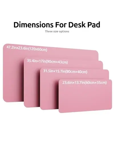 YSAGi Leather Desk Protector, Office Mat, Large Mouse Mat, Non-Slip PU Leather Blotter, Laptop Desk, Waterproof Writing Pad for Office and Home (Pink, 47.2
