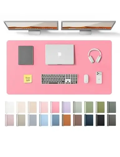 YSAGi Leather Desk Protector, Office Mat, Large Mouse Mat, Non-Slip PU Leather Blotter, Laptop Desk, Waterproof Writing Pad for Office and Home (Pink, 47.2