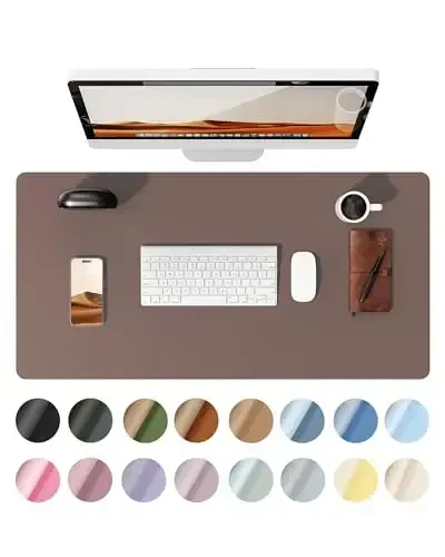 YSAGi Leather Desk Protector, Office Mat, Large Mouse Mat, Non-Slip PU Leather Blotter, Laptop Pad, Waterproof Writing Pad for Office and Home (Chocolate, 23.6