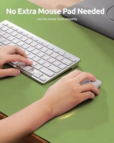 YSAGi Leather Desk Protector, Office Mat, Large Mouse Mat, Non-Slip PU Leather Blotter, Laptop Pad, Waterproof Writing Pad for Office and Home (Leaf Green, 31.5