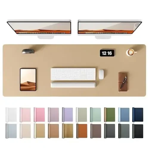 YSAGi Leather Desk Protector, Office Mat, Large Mouse Mat, Non-Slip PU Leather Blotter, Laptop Desk Mat, Waterproof Writing Pad for Office and Home (Latte, 47