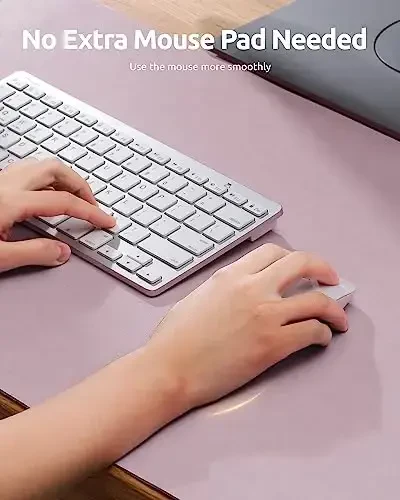 YSAGi Leather Desk Protector, Office Mat, Large Mouse Mat, Non-Slip PU Leather Blotter, Laptop Pad, Waterproof Writing Pad for Office and Home (Grayish Lavender, 35.4