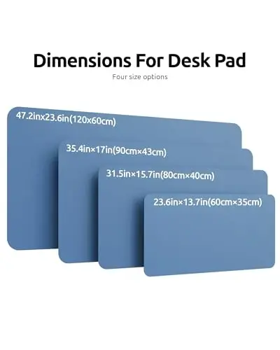 YSAGi Leather Desk Protector, Office Mat, Large Mouse Mat, Non-Slip PU Leather Blotter, Laptop Desk Mat, Waterproof Writing Pad for Office and Home (Sea Blue, 47.2