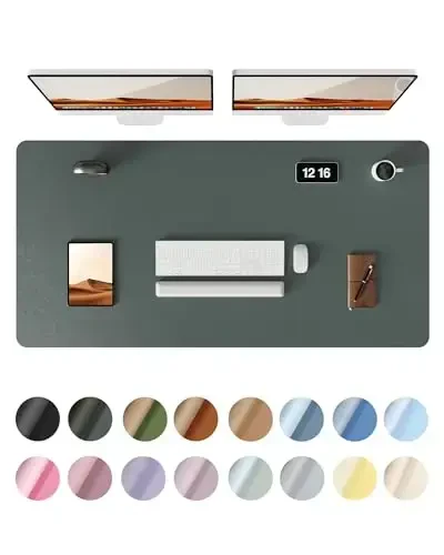 YSAGi Leather Desk Protector, Office Mat, Large Mouse Mat, Non-Slip PU Leather Blotter, Laptop Desk Pad, Waterproof Writing Pad for Office and Home (Dark Green, 47.2