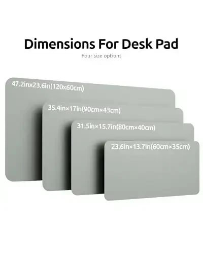 YSAGi Leather Desk Protector, Office Mat, Large Mouse Mat, Non-Slip PU Leather Blotter, Laptop Desk Pad, Waterproof Writing Pad for Office and Home (Grayish Green, 47.2