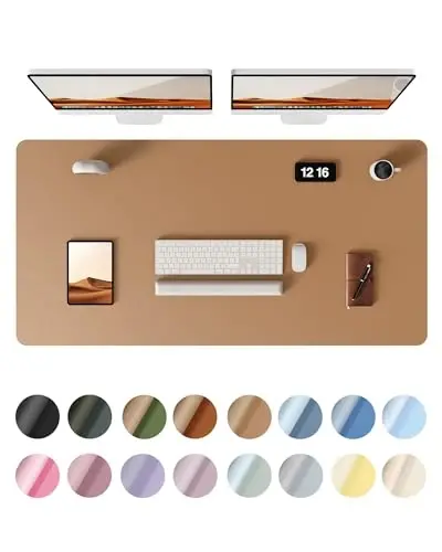 YSAGi Leather Desk Protector, Office Mat, Large Mouse Mat, Non-Slip PU Leather Blotter, Laptop Desk Pad, Waterproof Writing Pad for Office and Home (Khaki, 47.2