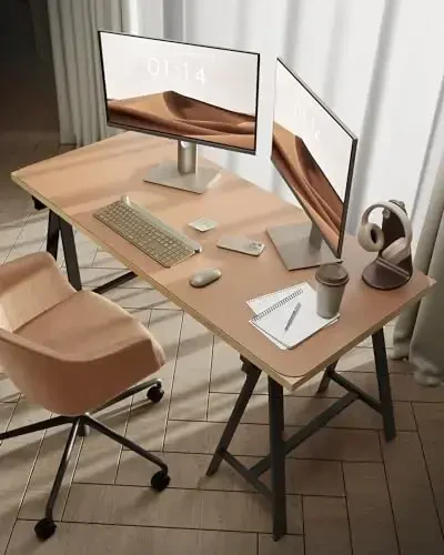 YSAGi Leather Desk Protector, Office Mat, Large Mouse Mat, Non-Slip PU Leather Blotter, Laptop Desk Pad, Waterproof Writing Pad for Office and Home (Khaki, 47.2