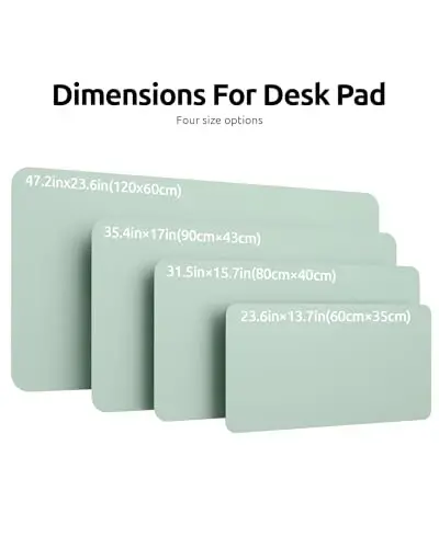 YSAGi Leather Desk Protector, Office Mat, Large Mouse Mat, Non-Slip PU Leather Blotter, Laptop Desk Pad, Waterproof Writing Pad for Office and Home (Pale Green, 47.2