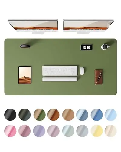 YSAGi Leather Desk Protector, Office Mat, Large Mouse Mat, Non-Slip PU Leather Blotter, Laptop Desk, Waterproof Writing Pad for Office and Home (Green, 47.2