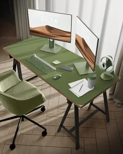 YSAGi Leather Desk Protector, Office Mat, Large Mouse Mat, Non-Slip PU Leather Blotter, Laptop Desk, Waterproof Writing Pad for Office and Home (Green, 47.2