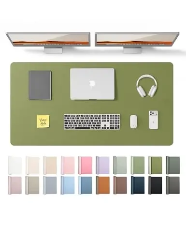 YSAGi Leather Desk Protector, Office Mat, Large Mouse Mat, Non-Slip PU Leather Blotter, Laptop Desk, Waterproof Writing Pad for Office and Home (Green, 47.2