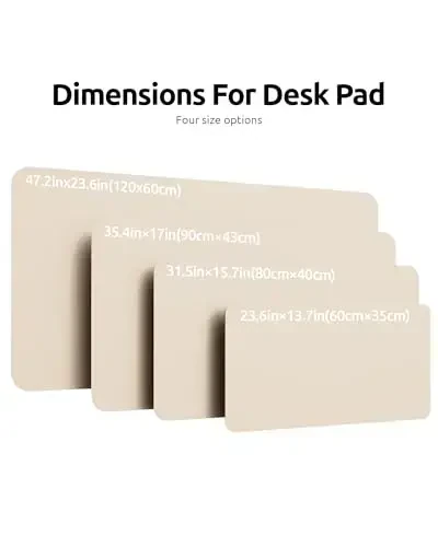 YSAGi Leather Desk Protector, Office Mat, Large Mouse Mat, Non-Slip PU Leather Blotter, Laptop Pad, Waterproof Writing Pad for Office and Home (Eggshell, 47.2