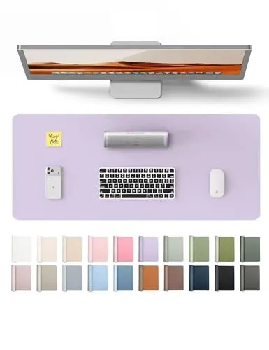 YSAGi Leather Desk Protector, Office Mat, Large Mouse Mat, Non-Slip PU Leather Blotter, Laptop Pad, Waterproof Writing Pad for Office and Home (Light Purple, 23.6