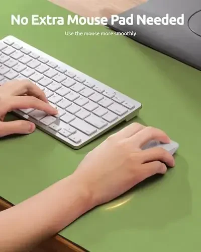 YSAGi Leather Desk Protector, Office Mat, Large Mouse Mat, Non-Slip PU Leather Blotter, Laptop Desk Pad, Waterproof Writing Pad for Office and Home (Leaf Green, 35.4