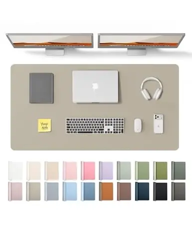 YSAGi Leather Desk Pad Protector, Office Desk Mat, Large Mouse Pad, Non-Slip PU Leather Desk Blotter, Laptop Desk Pad, Waterproof Desk Writing Pad for Office and Home (Olive Beige, 47.2