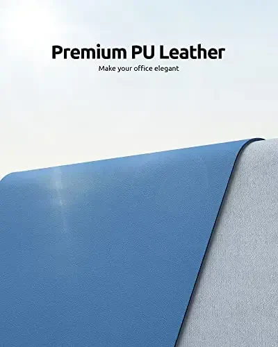 YSAGi Leather Desk Protector, Office Mat, Large Mouse Mat, Non-Slip PU Leather Blotter, Laptop Desk Pad, Waterproof Writing Pad for Office and Home (Sea Blue, 31.5