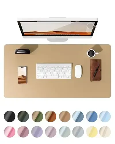 YSAGi Leather Desk Protector, Office Mat, Large Mouse Pad, Non-Slip PU Leather Blotter, Laptop Desk, Waterproof Writing Pad for Office and Home (Latte, 23.6