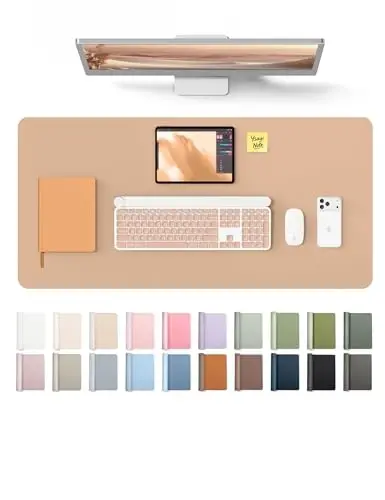 YSAGi Leather Desk Protector, Office Mat, Large Mouse Mat, Non-Slip PU Leather Blotter, Laptop Desk, Waterproof Writing Pad for Office and Home (Latte, 35.4