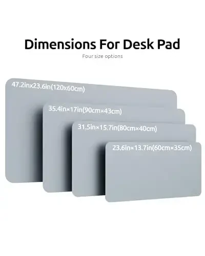 YSAGi Leather Desk Protector, Office Mat, Large Mouse Mat, Non-Slip PU Leather Blotter, Laptop Desk, Waterproof Writing Pad for Office and Home (Light Grey, 47.2