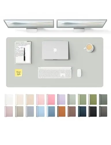 YSAGi Leather Desk Protector, Office Mat, Large Mouse Mat, Non-Slip PU Leather Blotter, Laptop Desk, Waterproof Writing Pad for Office and Home (Light Grey, 47.2