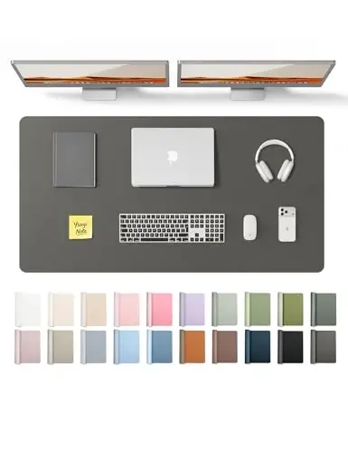 YSAGi Leather Desk Protector, Office Mat, Large Mouse Mat, Non-Slip PU Leather Blotter, Laptop Desk Pad, Waterproof Writing Pad for Office and Home (Dark Grey, 47.2