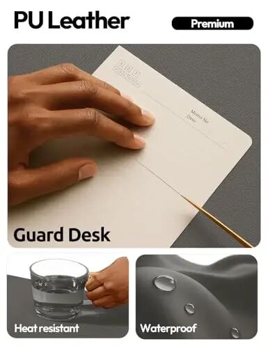 YSAGi Leather Desk Protector, Office Mat, Large Mouse Mat, Non-Slip PU Leather Blotter, Laptop Desk Pad, Waterproof Writing Pad for Office and Home (Dark Grey, 47.2