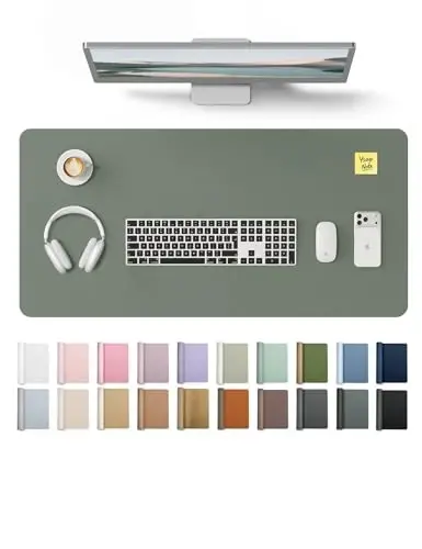 YSAGi Leather Desk Protector, Office Mat, Large Mouse Mat, Non-Slip PU Leather Blotter, Laptop Desk, Waterproof Writing Pad for Office and Home (Dark Green, 31.5