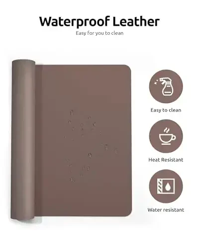 YSAGi Leather Desk Protector, Office Mat, Large Mouse Mat, Non-Slip PU Leather Blotter, Laptop Desk, Waterproof Writing Pad for Office and Home (Chocolate, 35.4