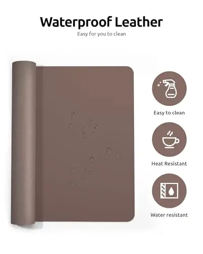 YSAGi Leather Desk Protector, Office Mat, Large Mouse Mat, Non-Slip PU Leather Blotter, Laptop Desk, Waterproof Writing Pad for Office and Home (Chocolate, 35.4