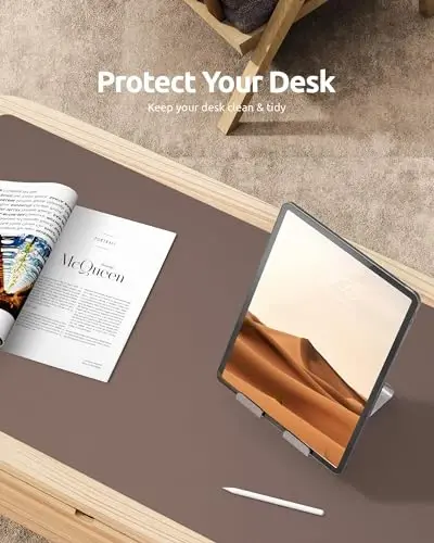 YSAGi Leather Desk Protector, Office Mat, Large Mouse Mat, Non-Slip PU Leather Blotter, Laptop Desk, Waterproof Writing Pad for Office and Home (Chocolate, 35.4