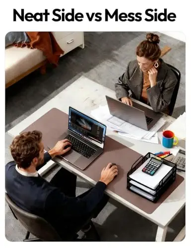 YSAGi Leather Desk Protector, Office Mat, Large Mouse Mat, Non-Slip PU Leather Blotter, Laptop Desk, Waterproof Writing Pad for Office and Home (Chocolate, 35.4