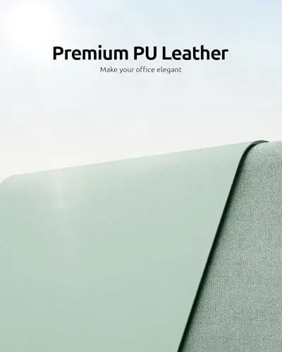 YSAGi Leather Desk Protector, Office Mat, Large Mouse Mat, Non-Slip PU Leather Blotter, Laptop Pad, Waterproof Writing Pad for Office and Home (Pale Green, 23.6