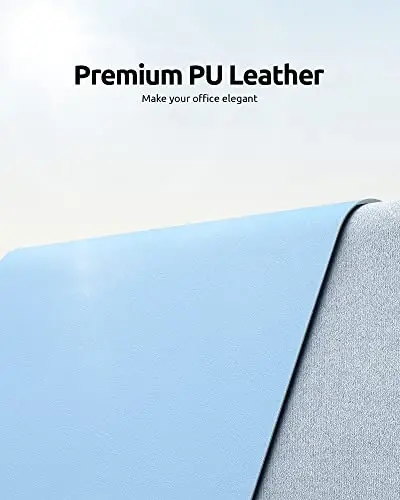 YSAGi Leather Desk Protector, Office Mat, Large Mouse Mat, Non-Slip PU Leather Blotter, Laptop Pad, Waterproof Writing Pad for Office and Home (Baby Blue, 35.4
