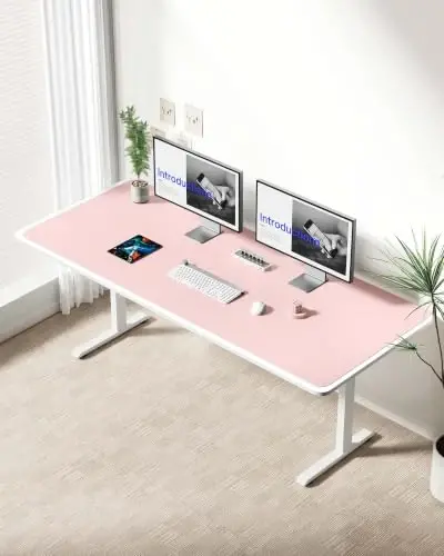 YSAGi Deri Masa Koruyucu, Ofis Paspası, Büyük Fare Altlığı, Kaymaz PU Deri Altlık, Dizüstü Bilgisayar Masa Matı, Ofis ve Ev için Su Geçirmez Yazı Pedi (Açık Pembe, 63