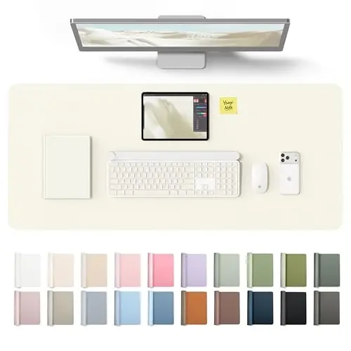 YSAGi Leather Desk Protector, Office Mat, Large Mouse Mat, Non-Slip PU Leather Blotter, Laptop Desk Mat, Waterproof Writing Pad for Office and Home(Cream, 42