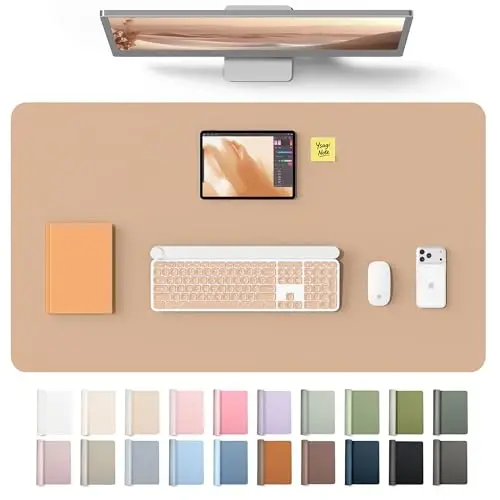 YSAGi Leather Desk Protector, Office Mat, Large Mouse Mat, Non-Slip PU Leather Blotter, Laptop Desk Mat, Waterproof Writing Pad for Office and Home(Latte, 40