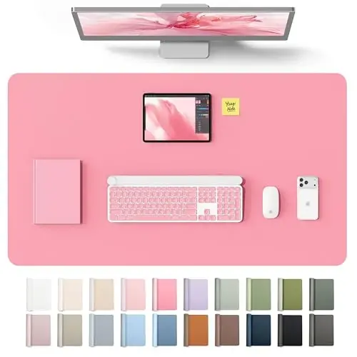 YSAGi Leather Desk Protector, Office Mat, Large Mouse Mat, Non-Slip PU Leather Blotter, Laptop Desk Mat, Waterproof Writing Pad for Office and Home(Pink, 40