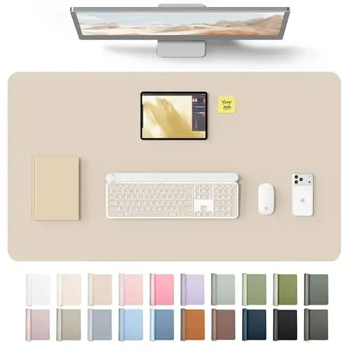 YSAGi Leather Desk Protector, Office Mat, Large Mouse Mat, Non-Slip PU Leather Blotter, Laptop Desk Mat, Waterproof Writing Pad for Office and Home(Eeggshell, 40