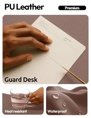 YSAGi Leather Desk Protector, Office Mat, Large Mouse Mat, Non-Slip PU Leather Blotter, Laptop Desk Mat, Waterproof Writing Pad for Office and Home(Chocolate, 40