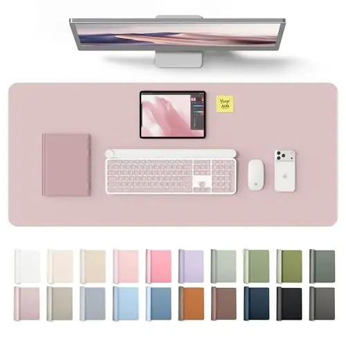 YSAGi Leather Desk Protector, Office Mat, Large Mouse Mat, Non-Slip PU Leather Blotter, Laptop Desk Mat, Waterproof Writing Pad for Office and Home(Grayish Lavender, 42