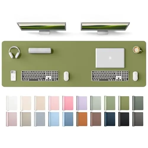 YSAGi Leather Desk Protector, Office Mat, Large Mouse Mat, Non-Slip PU Leather Blotter, Laptop Desk Mat, Waterproof Writing Pad for Office and Home(Green, 63
