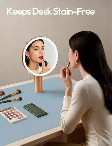 YSAGi Leather Desk Protector, Office Mat, Large Mouse Mat, Non-Slip PU Leather Blotter, Laptop Desk Mat, Waterproof Writing Pad for Office and Home(Ice Blue, 63